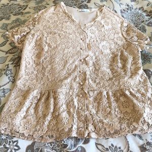 Beige Coldwater Creek Lace Shirt